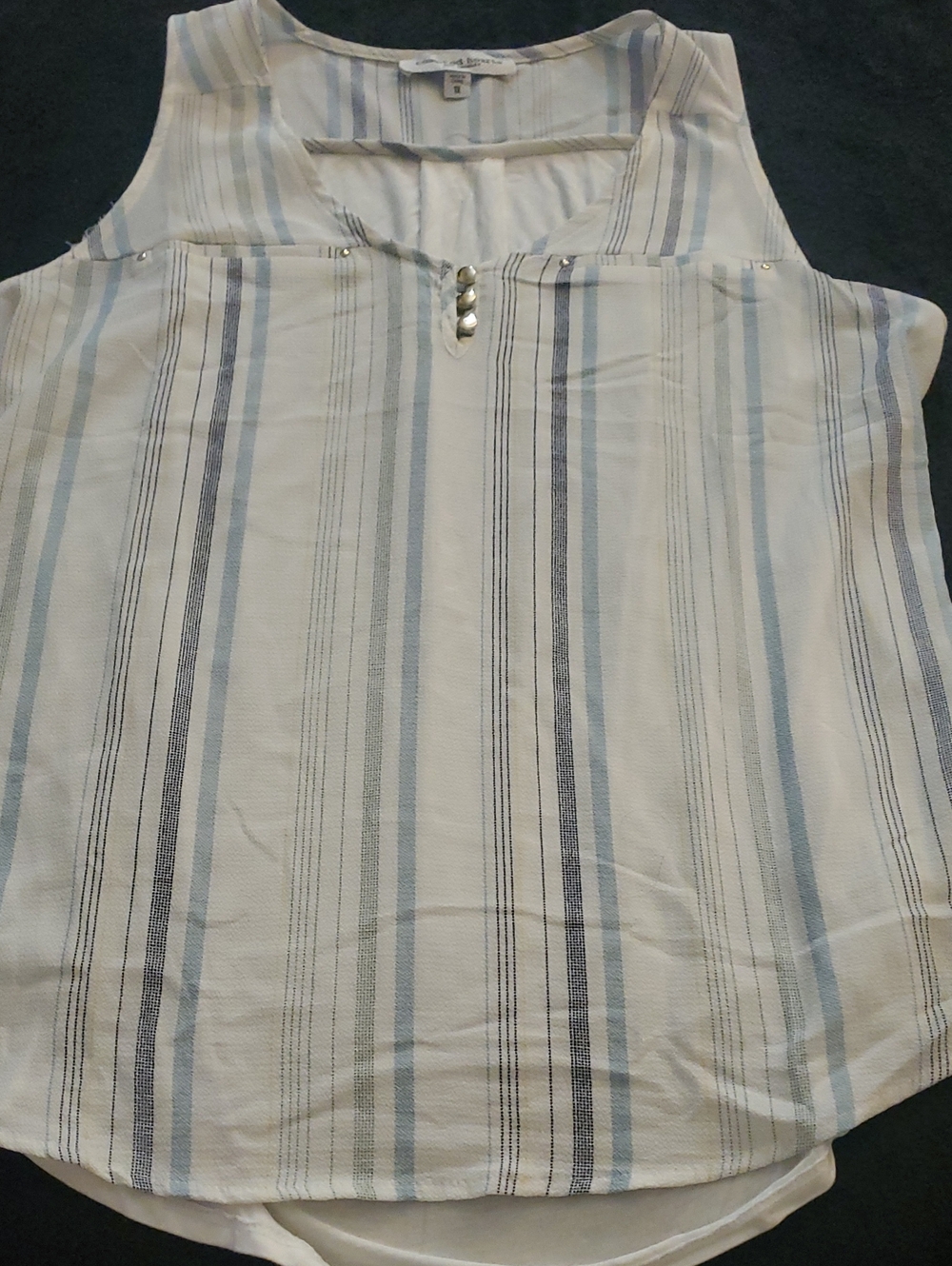 Tempted Hearts White Tank with Light Blue & Navy Stripes